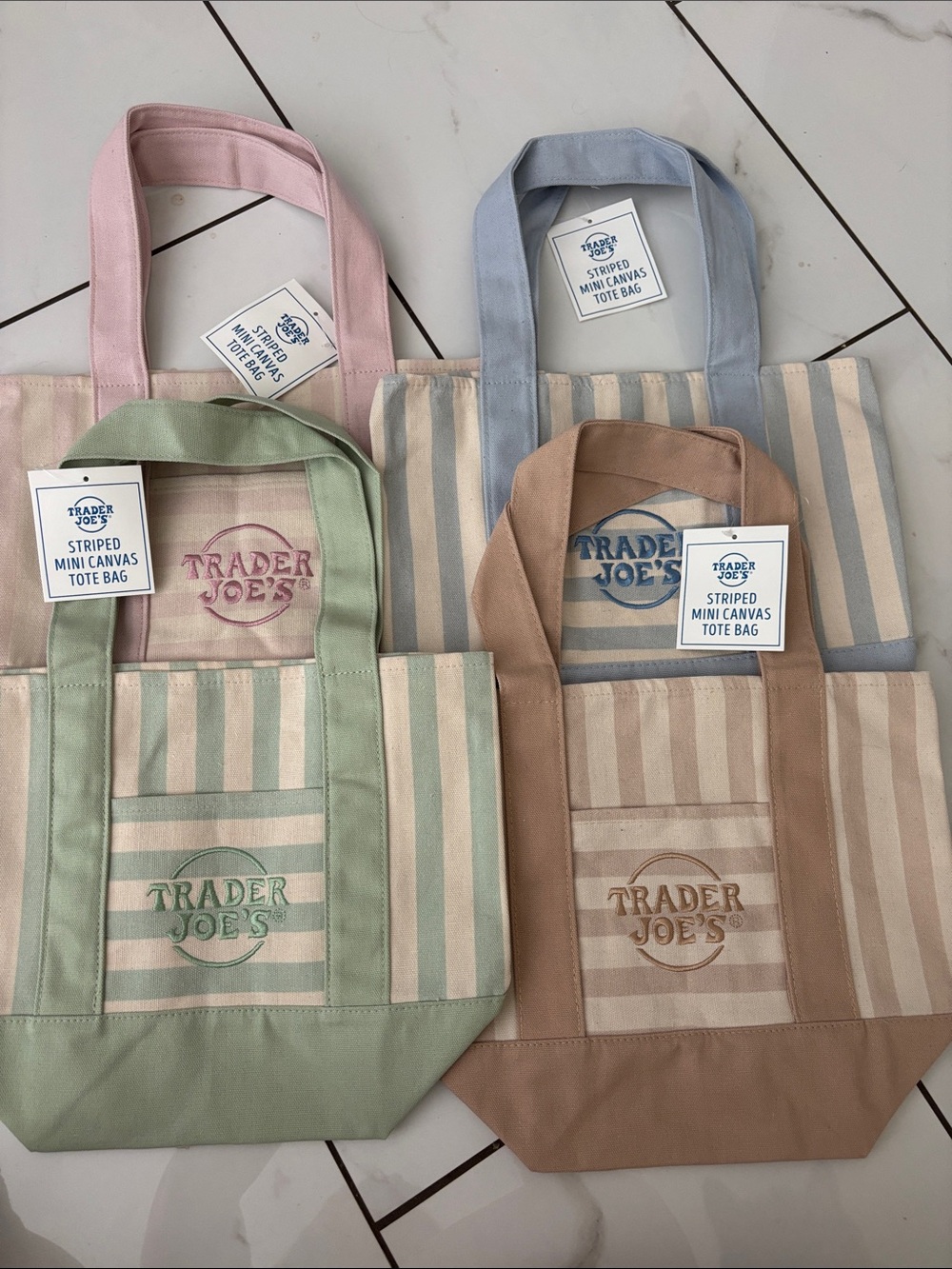 Trader Joe's Viral Striped Mini Canvas Tote Bag - Pastel Mix Dropped Today 6/17!